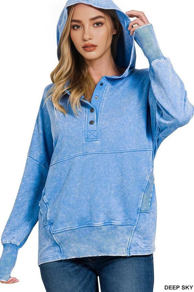 42POPS - Wholesale Hoodie - Women's - ,.._ 1015 French Terry Acid Wash Kangaroo Pocket Hoodie SI-2532811