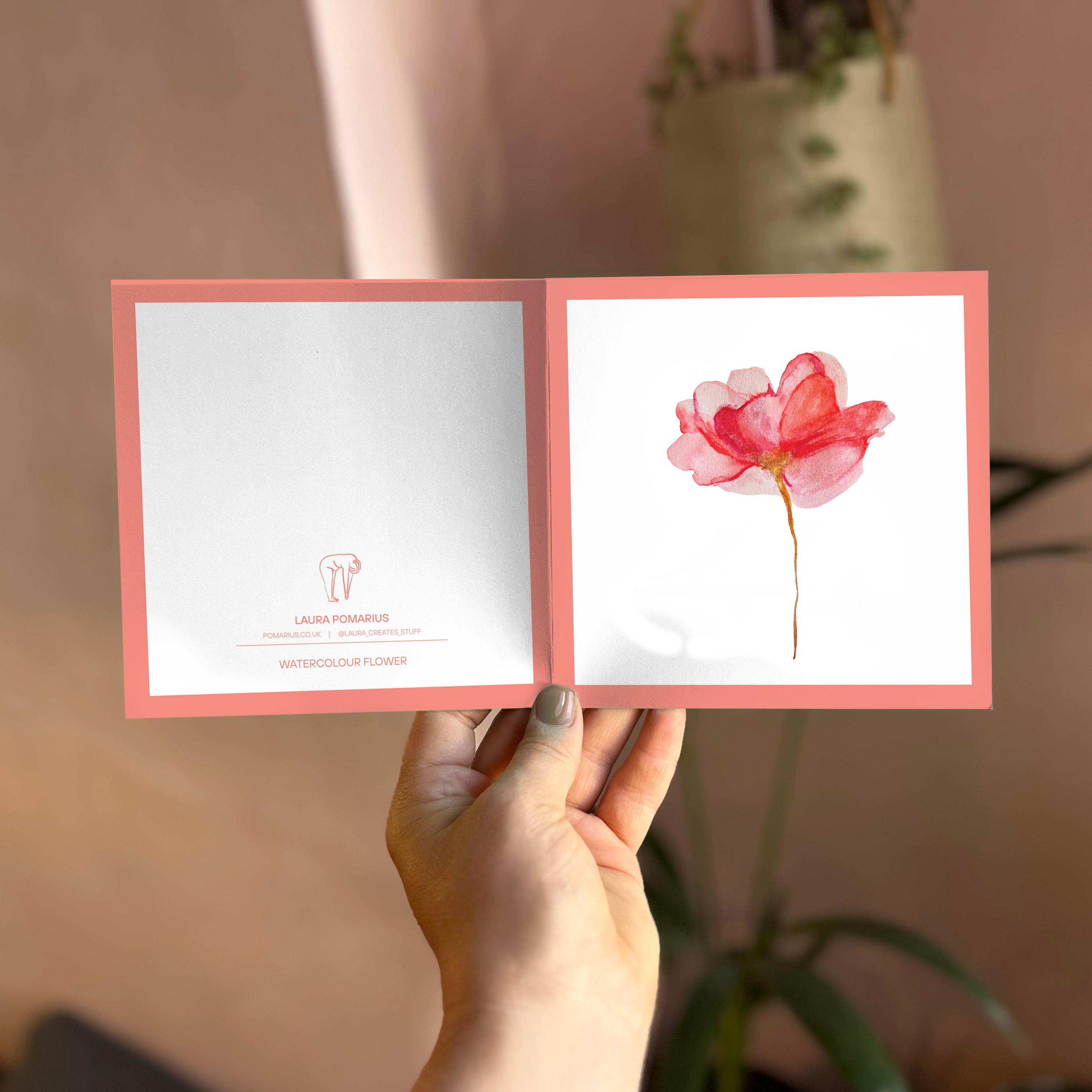 Laura Pomarius - Wholesale Sympathy Card - Watercolour Flower - Greeting Card1