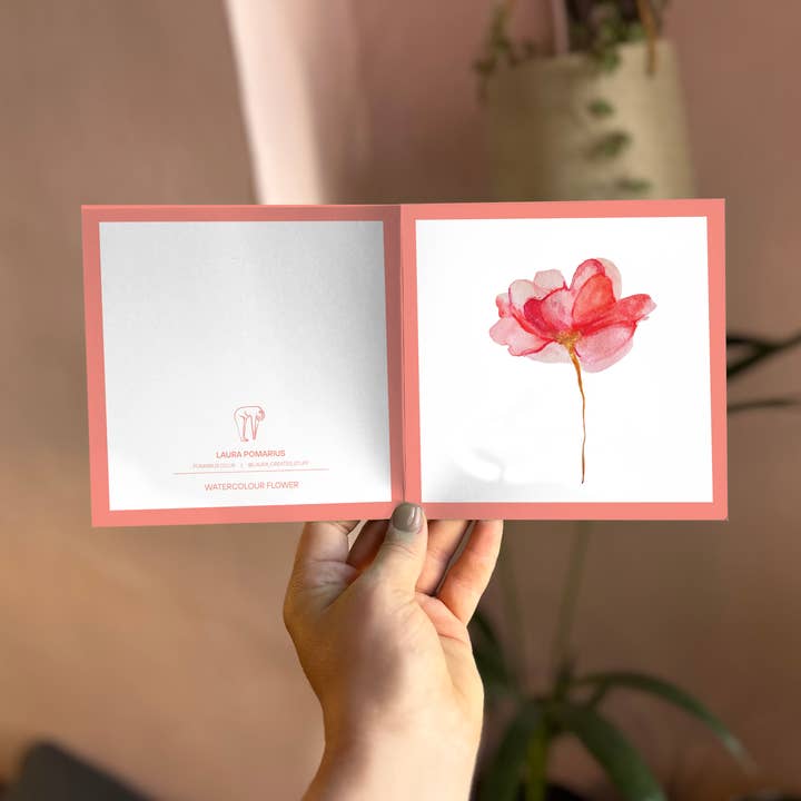 Laura Pomarius - Wholesale Sympathy Card - Watercolour Flower - Greeting Card1