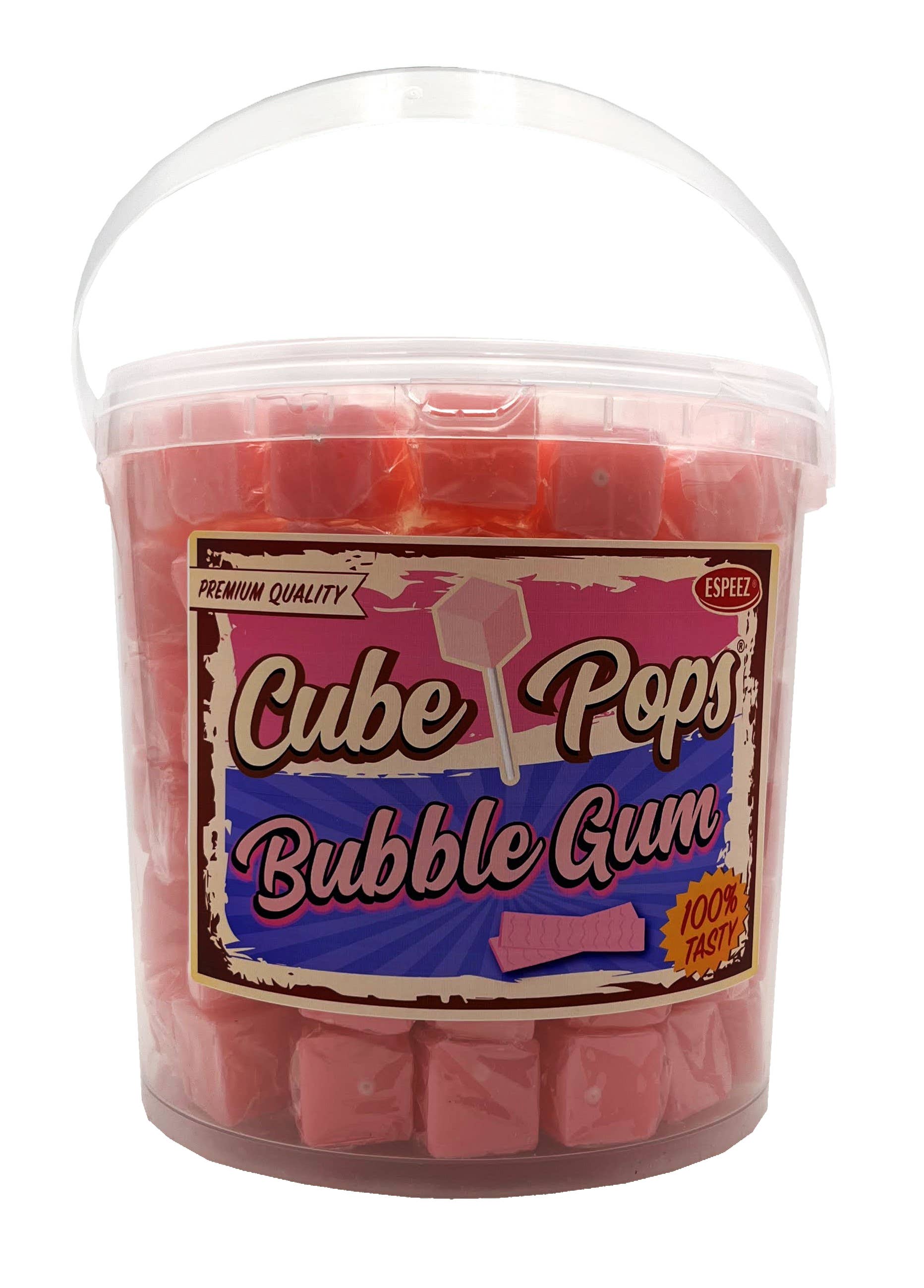 Long Island Candy Factory - Wholesale Lollipop - Espeez Retro Cube Pop Lollipop Bubble Gum Pink 100 ct Tub