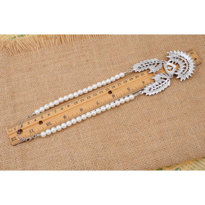 AK Brand - Wholesale Pendant/Charm Necklace - Royal White Pearl Pendant Collar Necklace2