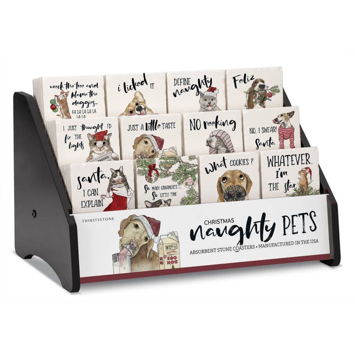 CounterArt/Highland Home/Thirstystone/CoasterStone - Wholesale Retailer Display - Home & Living - Naughty Pets Pre-Packed Single Coaster Display