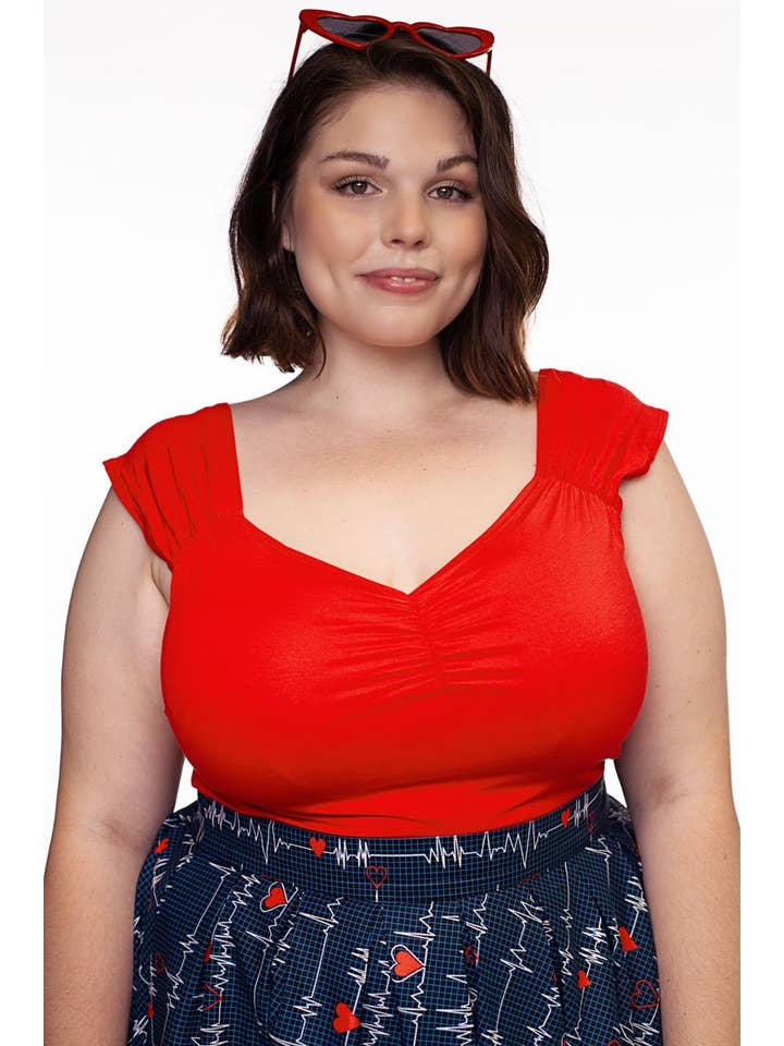 Retrolicious – Großhandel Strickoberteil – Damen – Isabel-Top in Rot2