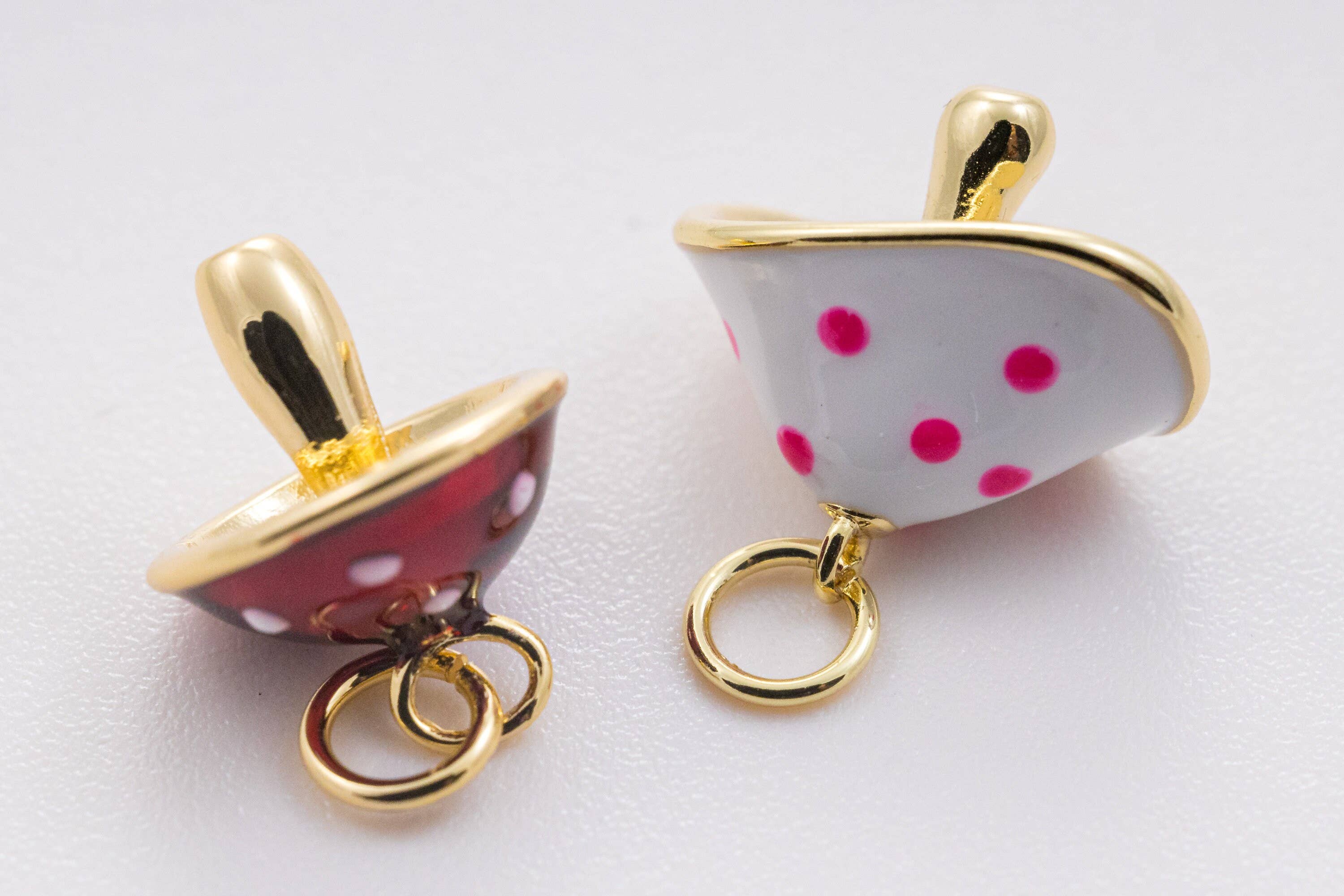 Jewel Pledge – Pendente/pingente individual por atacado – Colar com Pendente de Cogumelo em Esmalte Dourado, CPG0980