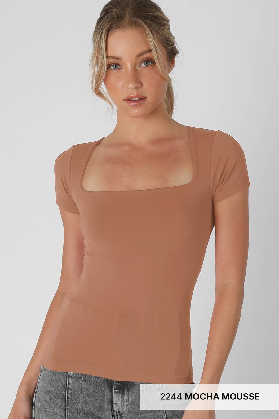 NIKIBIKI - Wholesale Knit Top - Women's - NS8326- Square Neck SS Top0