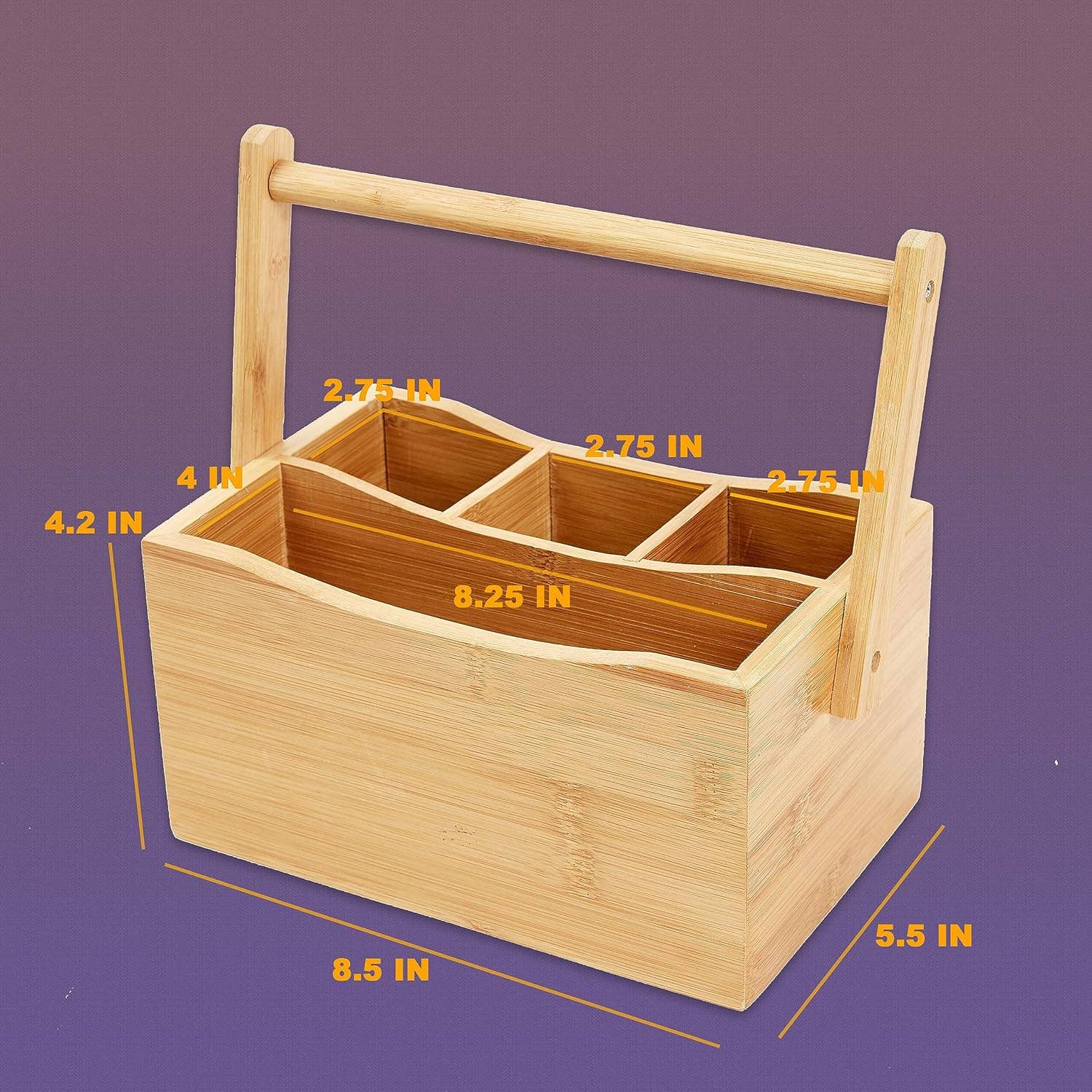 YBM HOME INC. - Vente Rangements/organisateurs de cuisine - Panier en bambou à 4 compartiments avec poignée, 2 tailles2