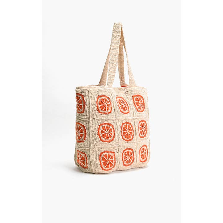 America & Beyond - Wholesale Beach Bag - Orange Crochet Beach Tote1