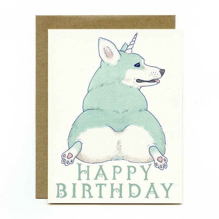 Bee's Knees Industries - Wholesale Birthday Card - Unicorgi Birthday Card