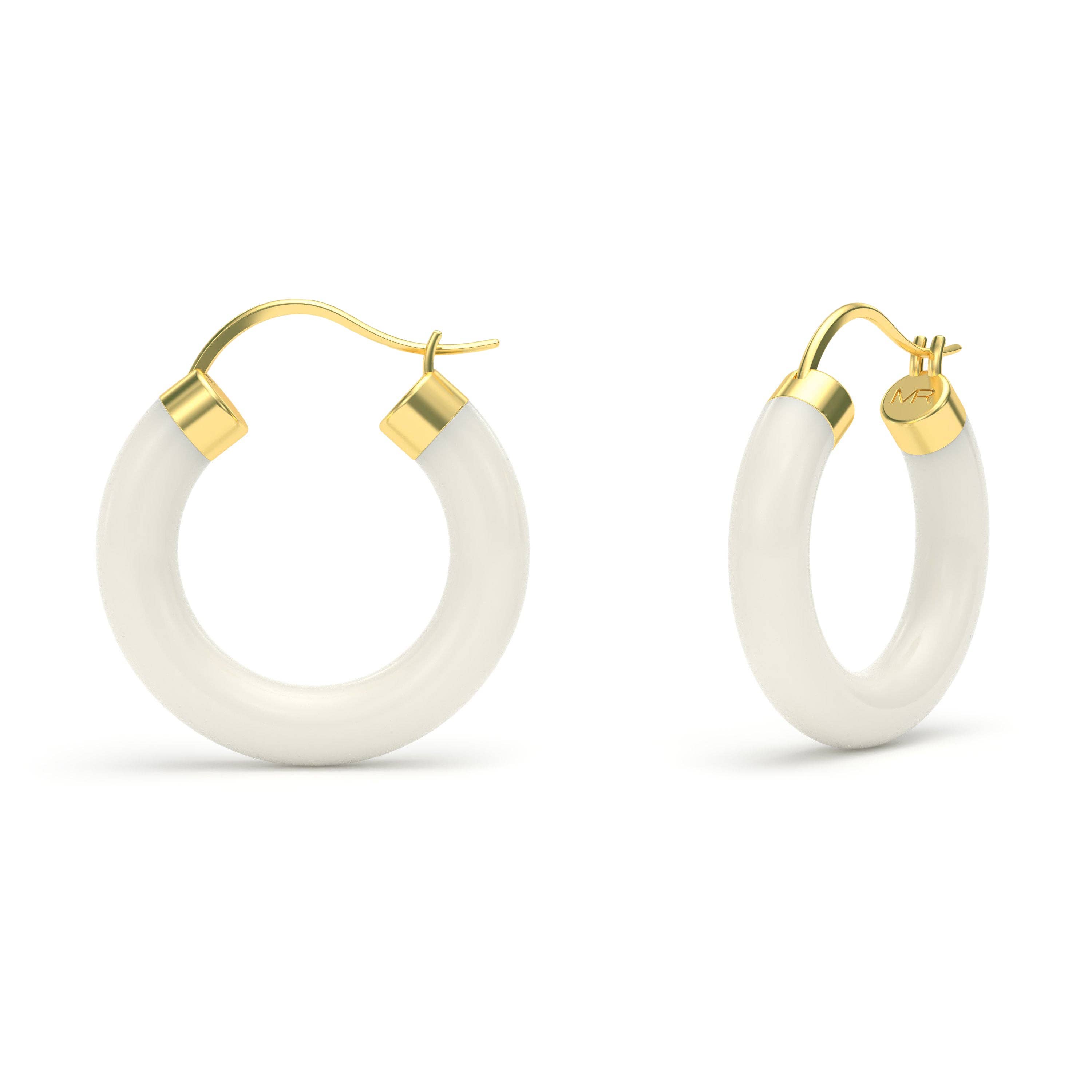 MARCELLO RICCIO - Wholesale Hoop Earrings - WHITE AGATE Hoop Earrings0
