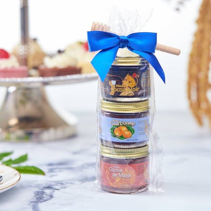 3-Flavor Honey Tea Mini Assortment – Organic Wellness Gift Set (3 x 3 oz) for wholesale by Zen Bear Honey Tea