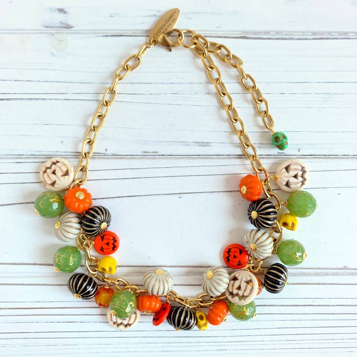 Wholesale Pumpkin King Halloween Necklace for your store