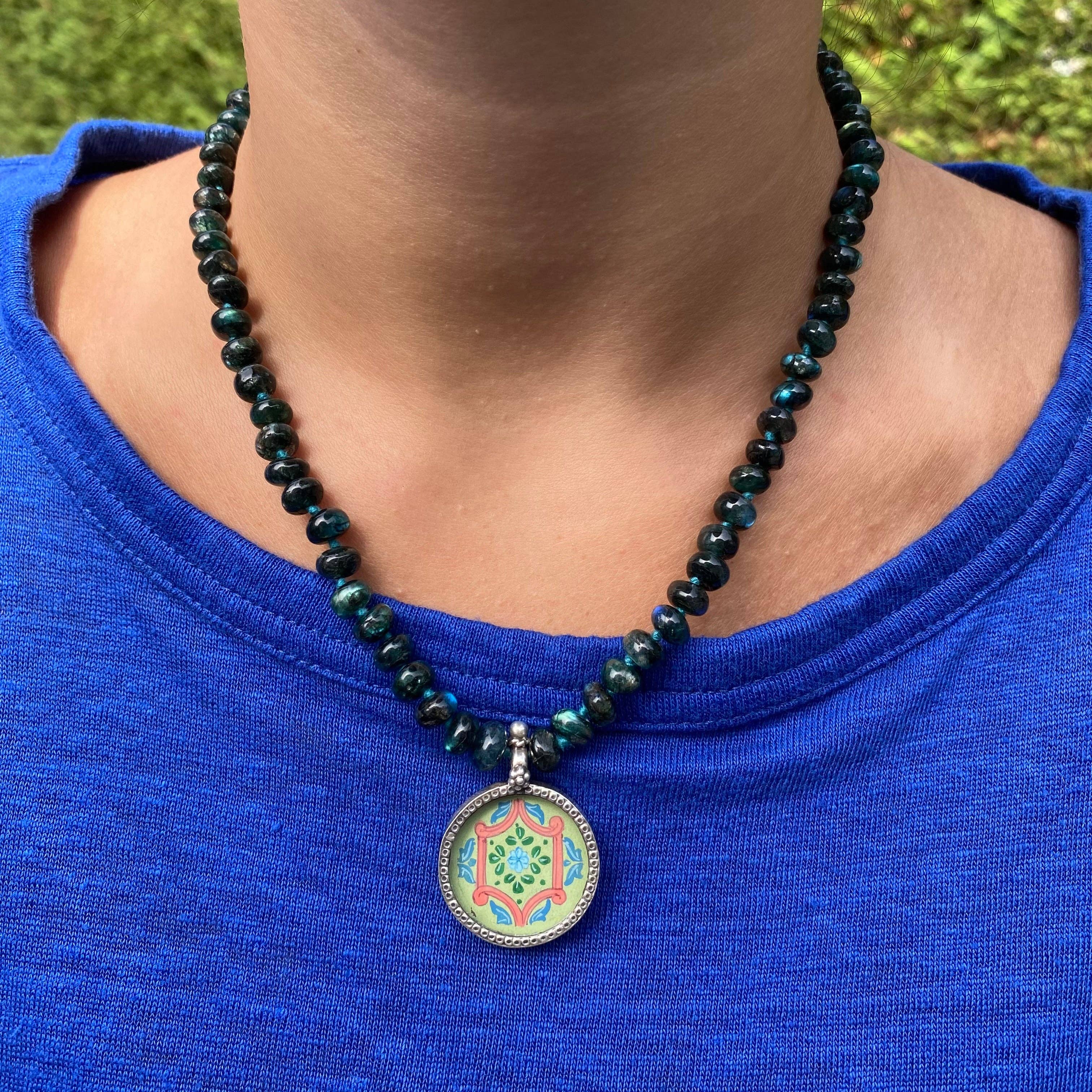 Jen Stock Mindful Designs - Wholesale Pendant/Charm Necklace - Block Print Beaded Necklaces0