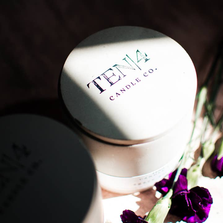 TEN|4 Candle Co. - Wholesale Jar/Filled Candle - 9.5 oz Wild Violet Santal Concrete Candle