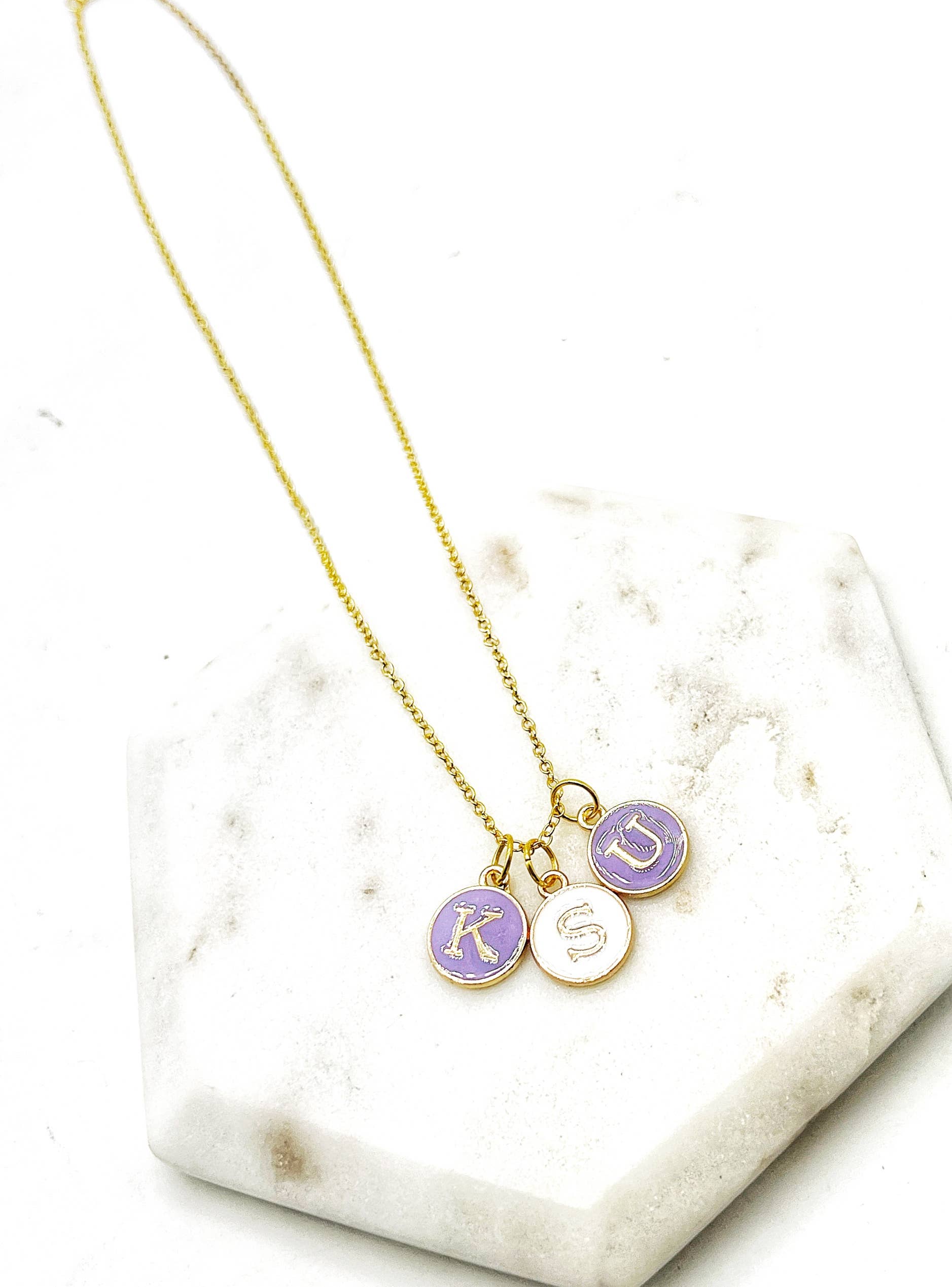 Baubles by B - Wholesale Pendant/Charm Necklace - Purple White KSU Kansas State University Charm Necklace Cats6