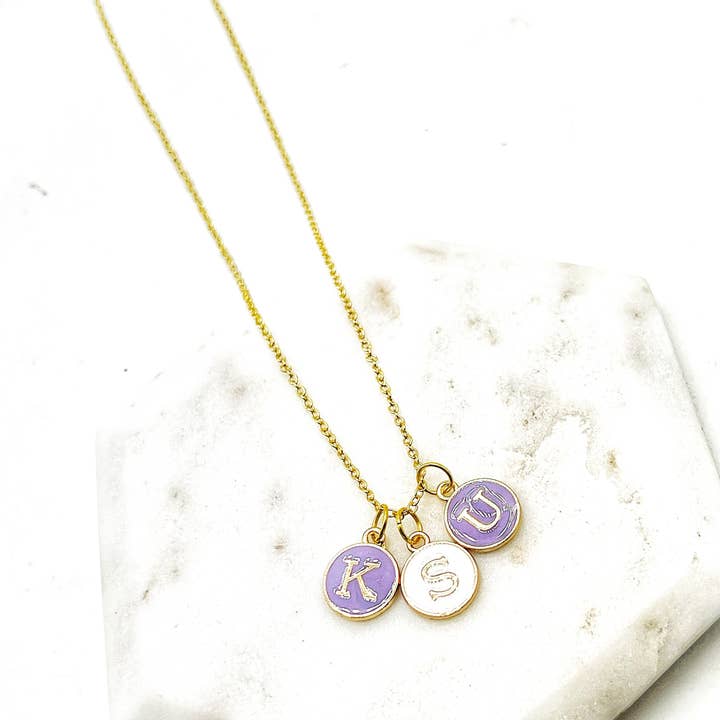 Baubles by B - Wholesale Pendant/Charm Necklace - Purple White KSU Kansas State University Charm Necklace Cats6