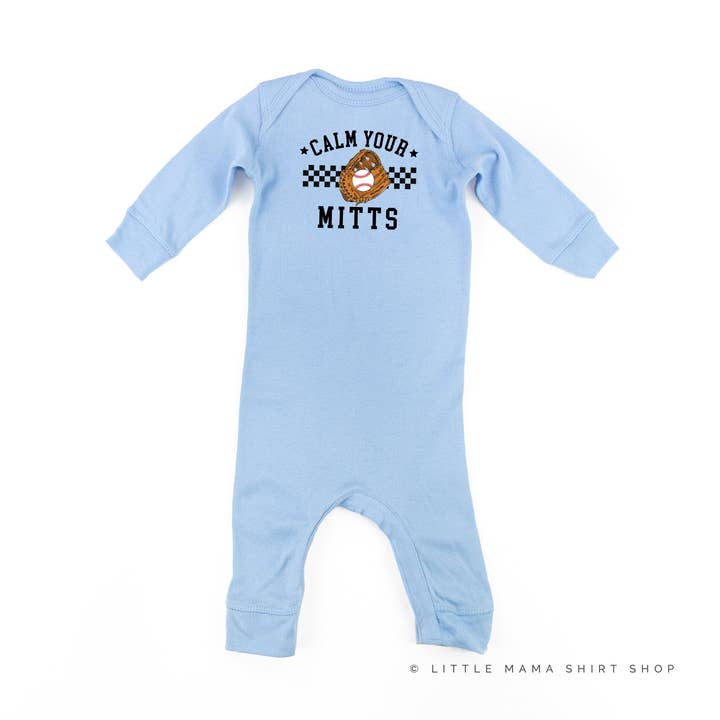 Calm Your Mitts - One Piece Baby Sleeper for wholesale by Little Mama Shirt Shop