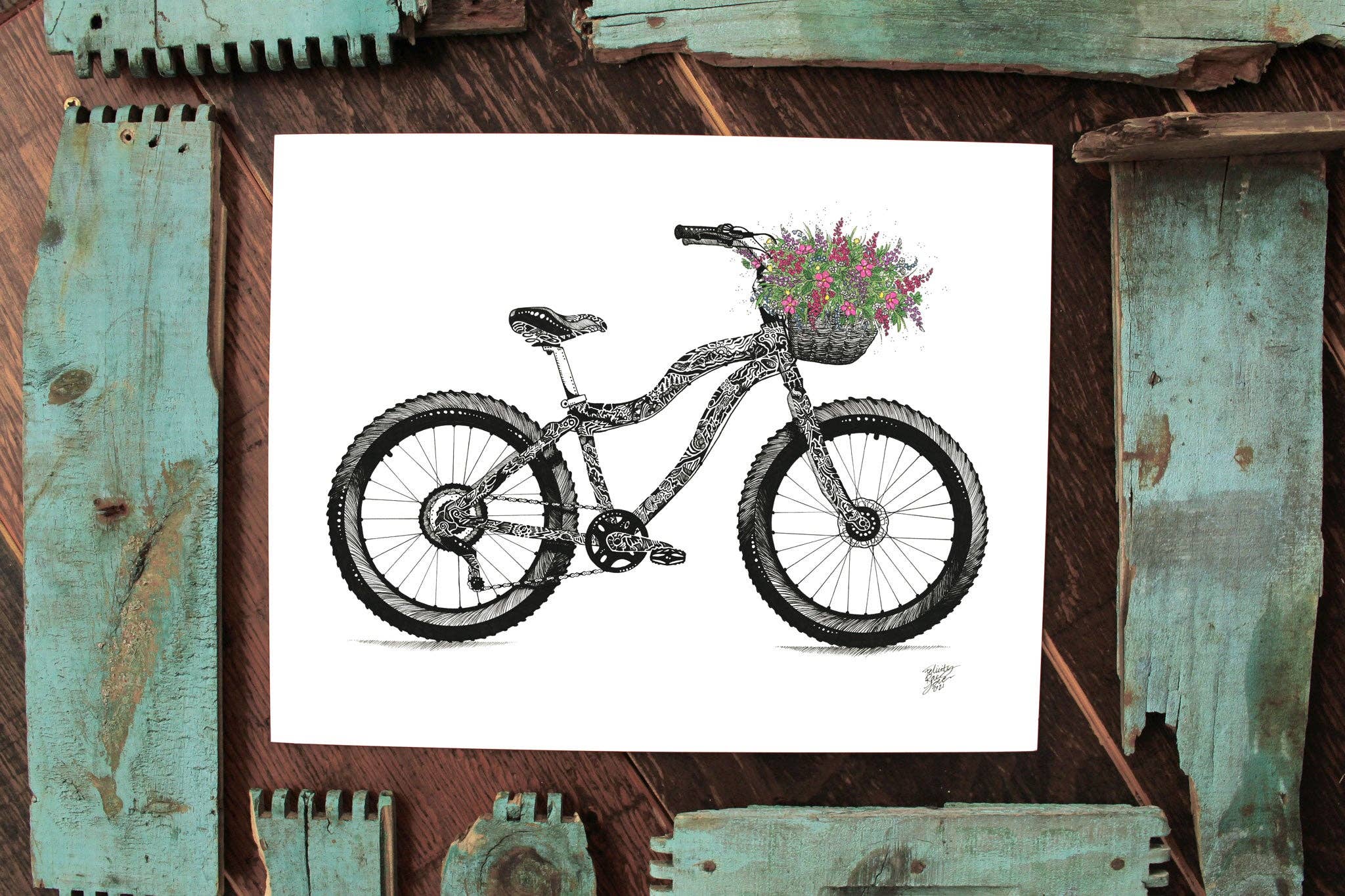 FJ Creations - Wholesale Art Print - Fat Tire Bike - Doodle Series - Fine Art Print3