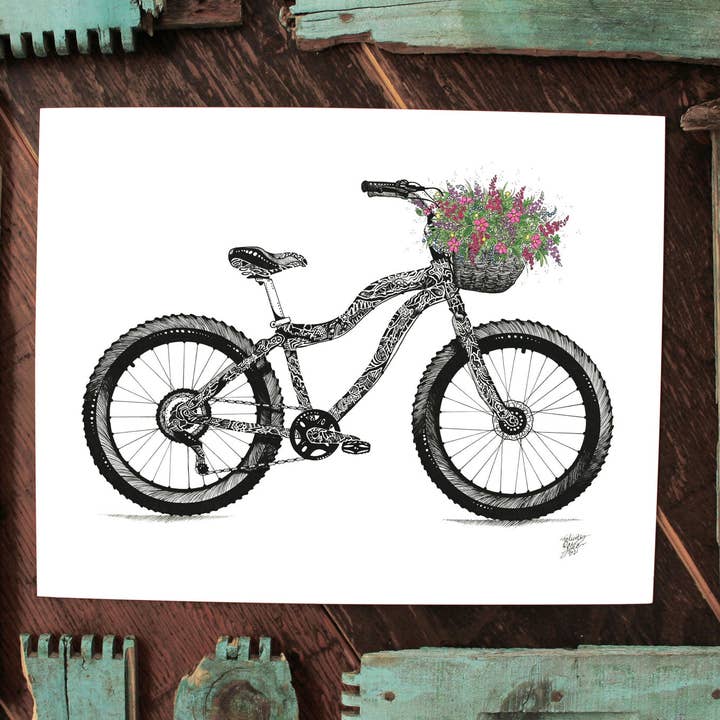 FJ Creations - Wholesale Art Print - Fat Tire Bike - Doodle Series - Fine Art Print3