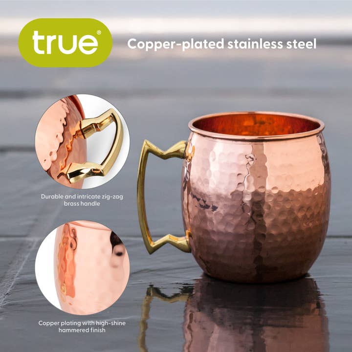 TRUE - Wholesale Cocktail/Liquor Glass - Moscow Mule 16 oz Hammered Copper Plated Mug6