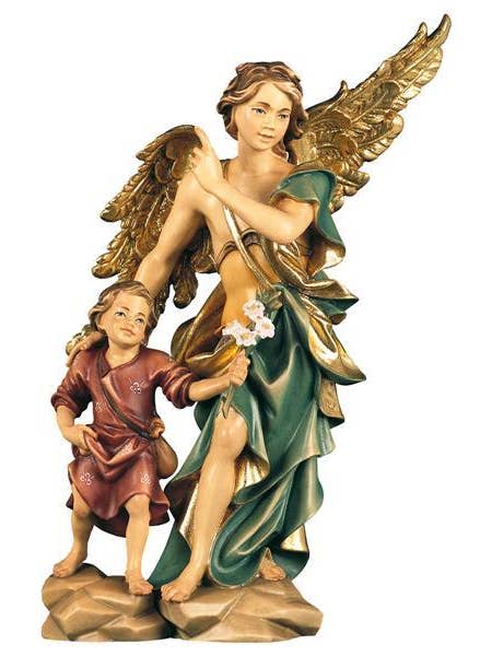 Statue of Saint Raphael the Archangel in carved wood for wholesale by Costa Articoli Religiosi
