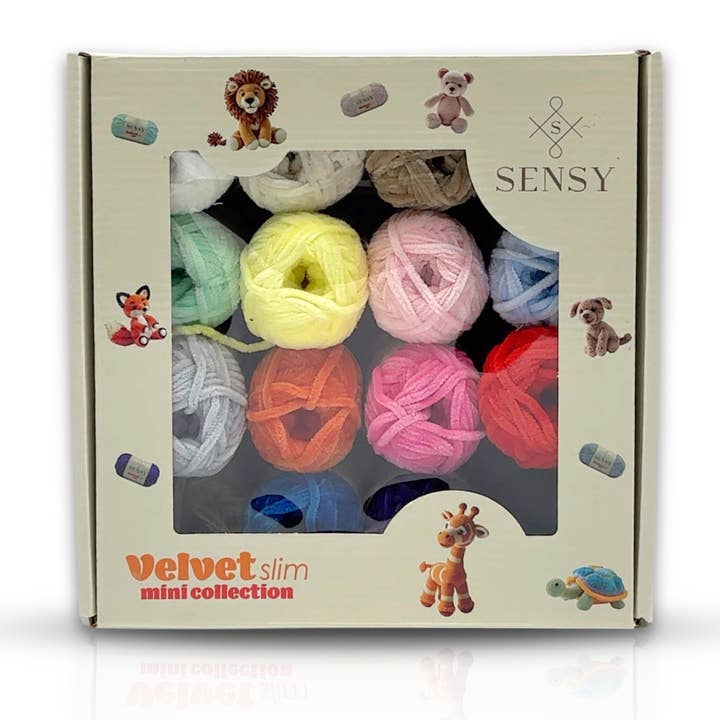 Velvet Slim Mini Collection Box, Amigurumi Yarn (16 Skeins) for wholesale by Sensy