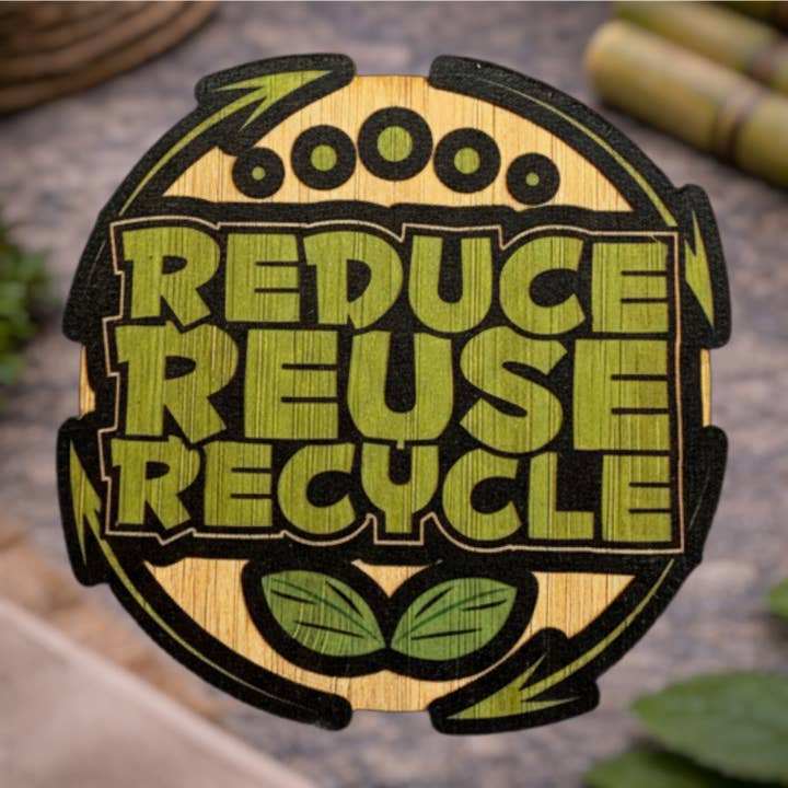 Reduce Reuse Recycle for wholesale by Bamboo Wood Stickers
