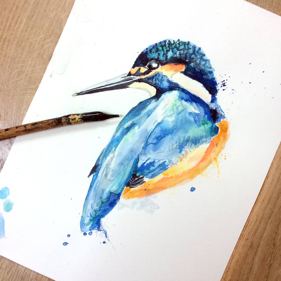 Kate Moby - Wholesale Art Print - Inky Kingfisher Luxury Giclee Unframed Print2