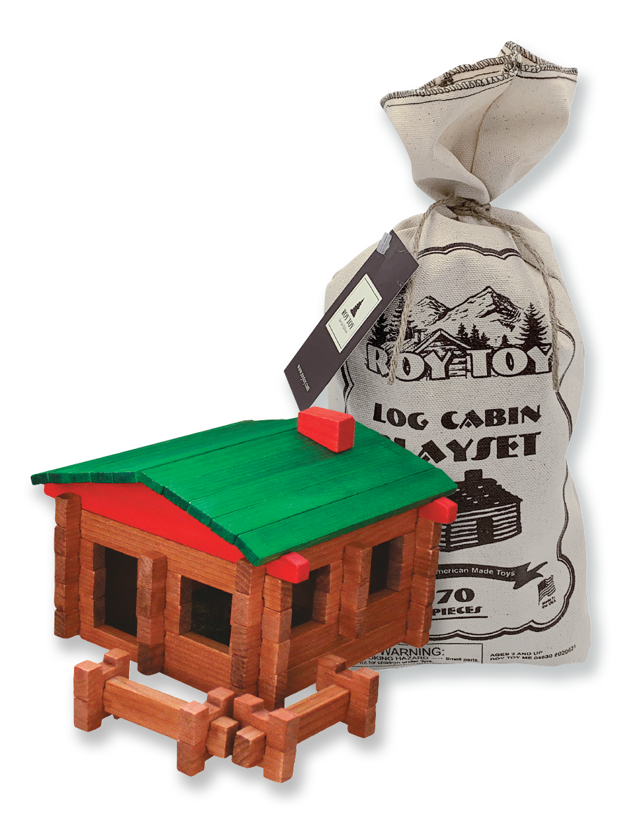 Roy Toy - Wholesale Building Set - Kids - 16 pc Log Cabin Canvas Bag and 1930's Originals1
