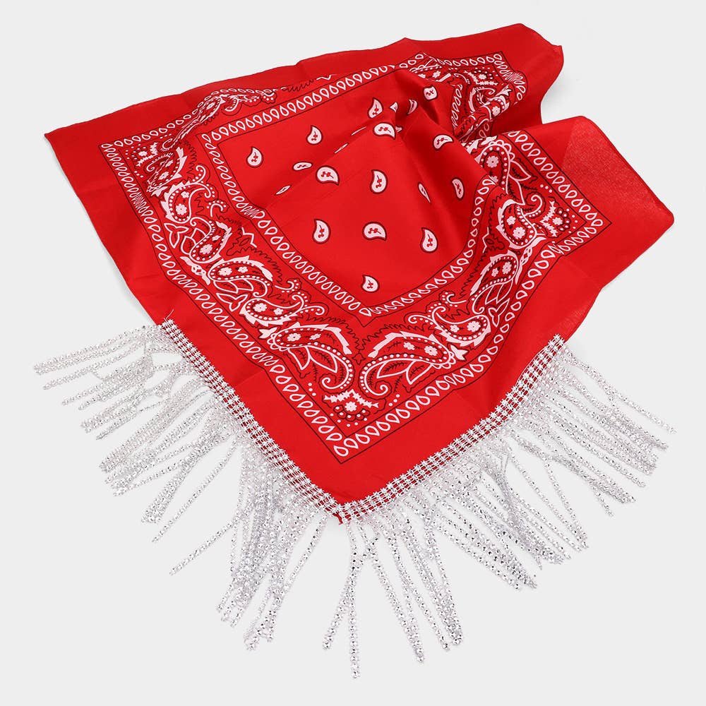 Sensibling Corp. – wholesale Scarf – Women's – Rhinestone Like Fringe Cowgirl Bandana Scarf7