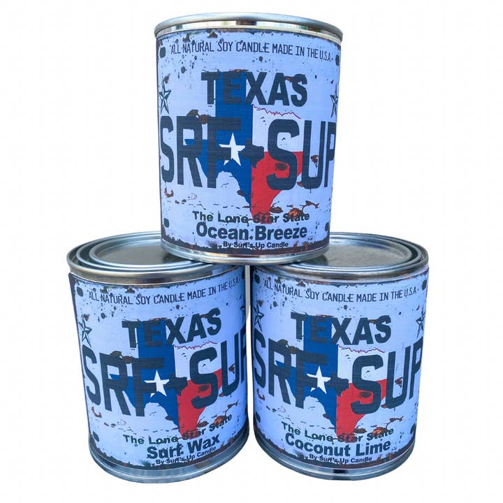Texas License Plate Paint Can Candle for wholesale by Surfs Up Candle