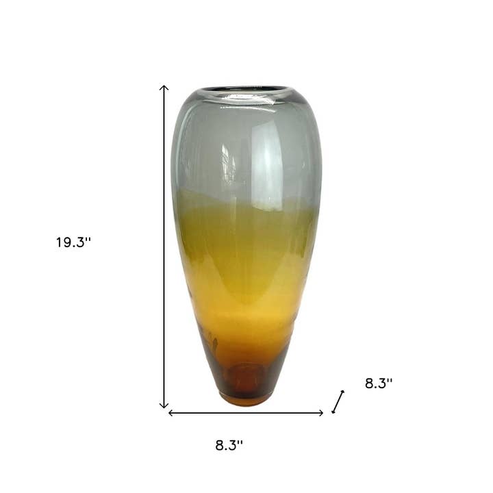 HomeRoots - Wholesale Vase - 19" Clear And Brown Ombre Glass Table Vase2
