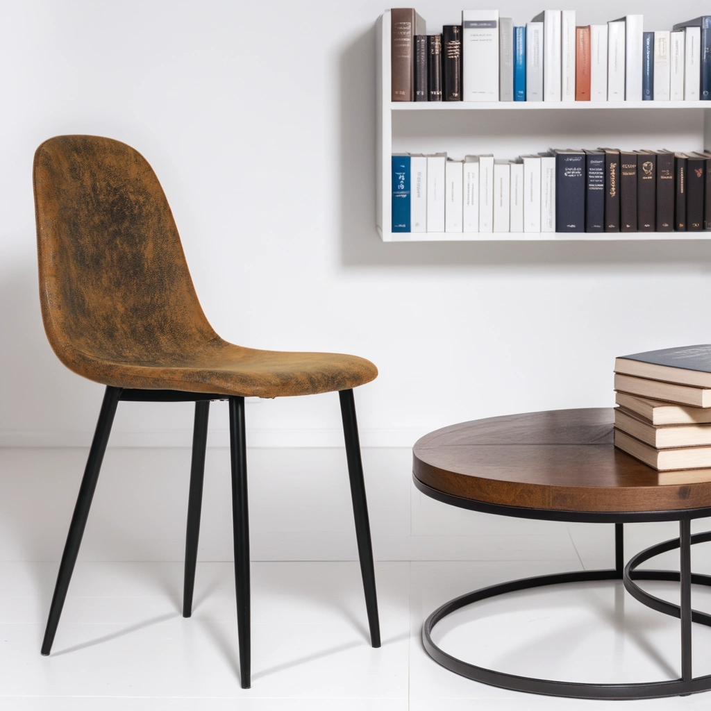 Urban Meuble – wholesale Stol – Set med 4 vintage skandinaviska matstolar i retro brunt mocka CHARLTON SUEDE BROWN6