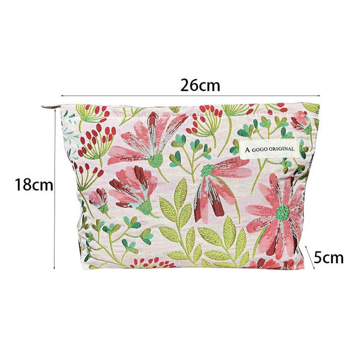 Little Trendy - Wholesale Makeup/Cosmetic Bag - Floral print Textured Cosmetic Bag travel toiletry bag 5