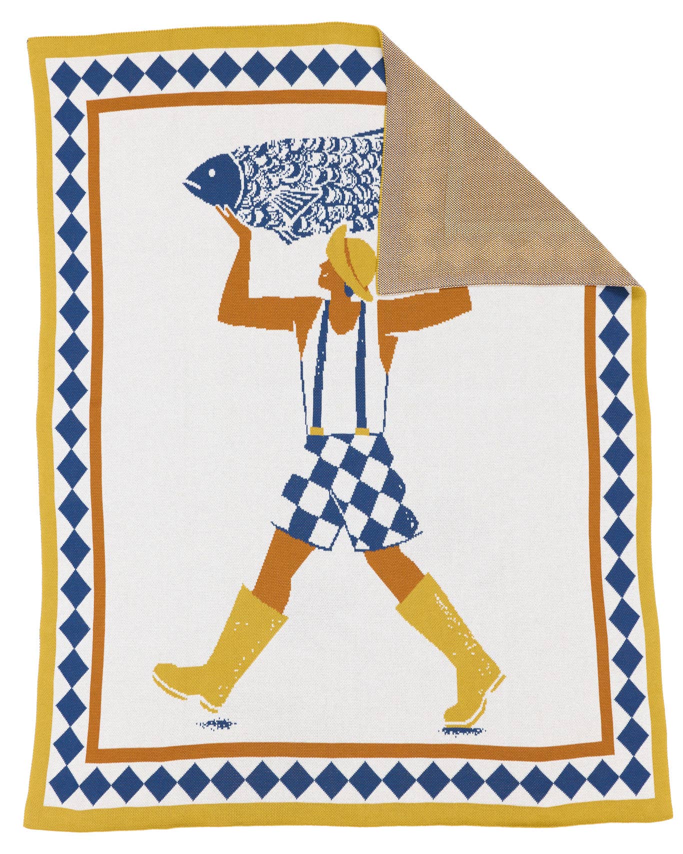 Biquette - Vendita all'ingrosso Plaid - Un Beau Poisson - Coperta da Lancio Lavorata a Maglia - Cotone - Prodotta negli USA2