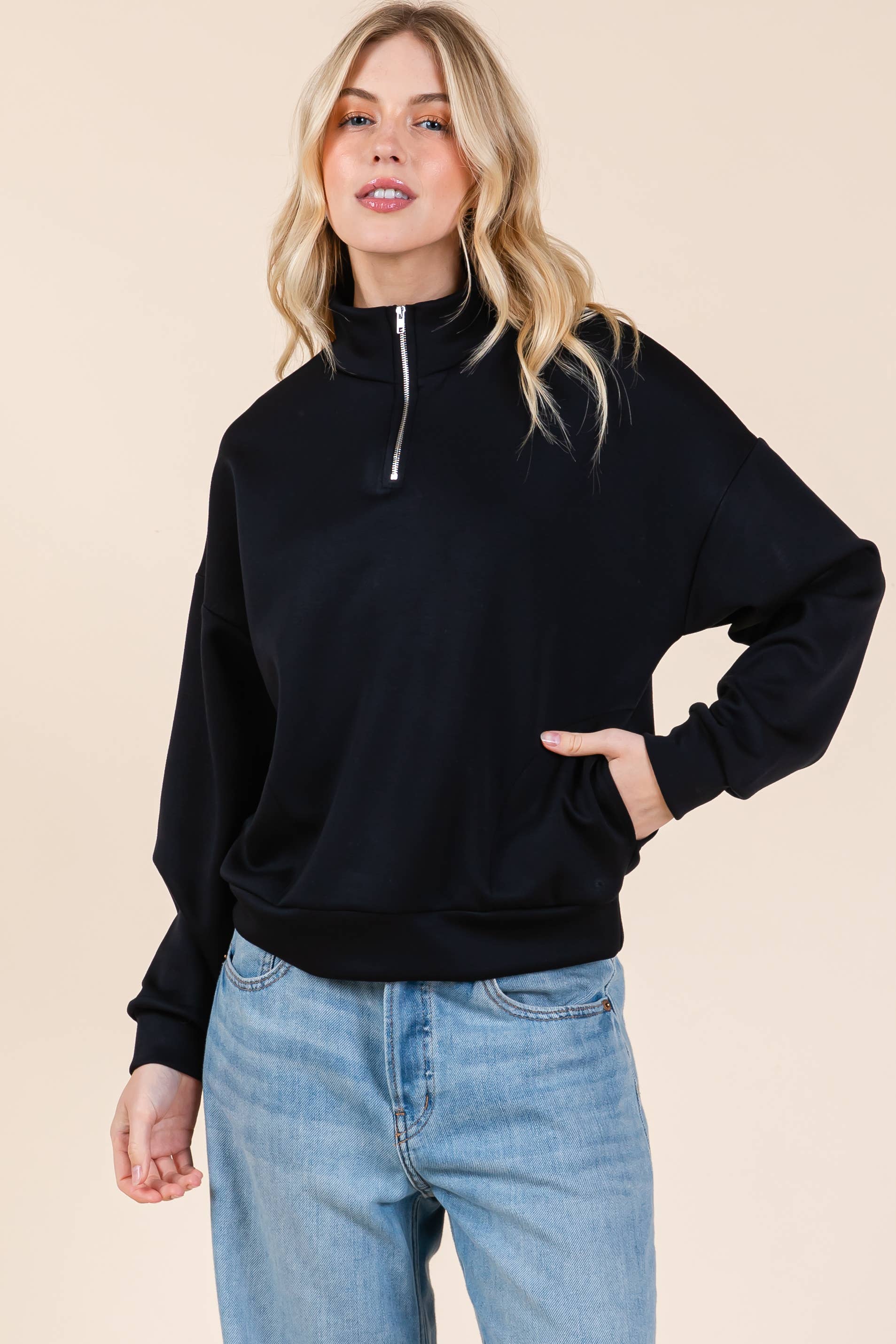 BOMBOM - Vente Sweat-shirt – femme - FERMETURE ÉCLAIR QUART EN POLAIRE BROSSÉE DOUCE TL19938