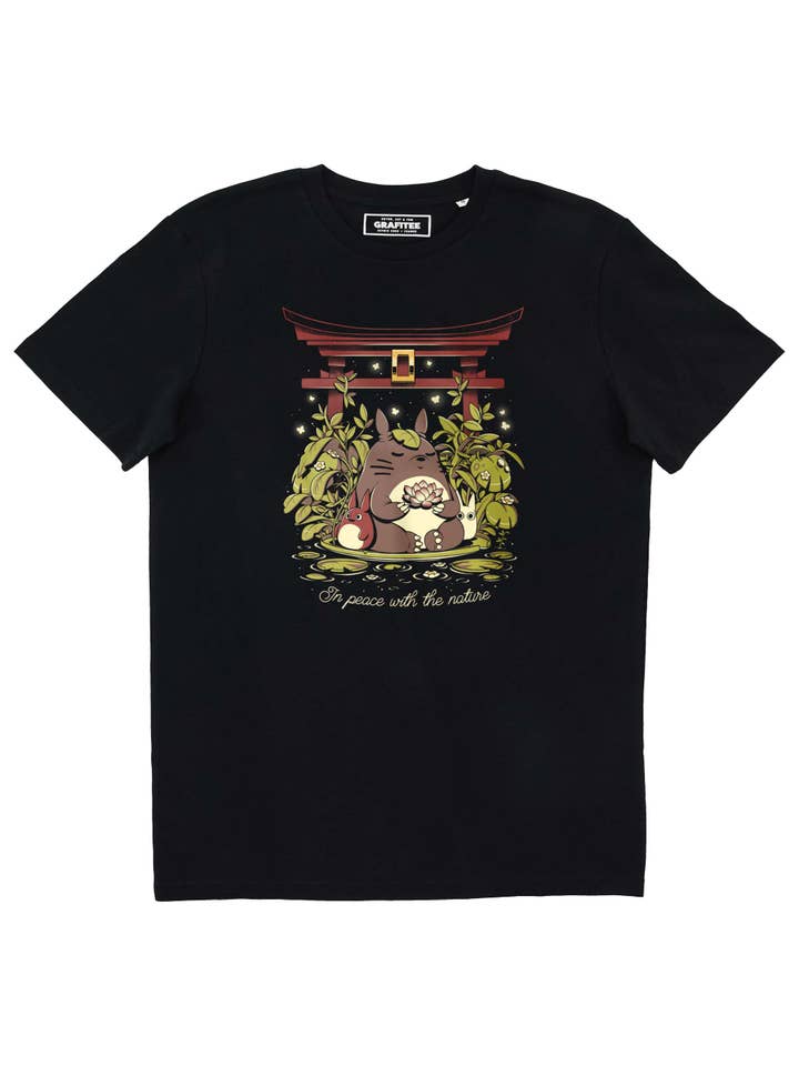 Noir T-shirt In Peace With The Nature - Tee-shirt anime Totoro en vente sur Faire
