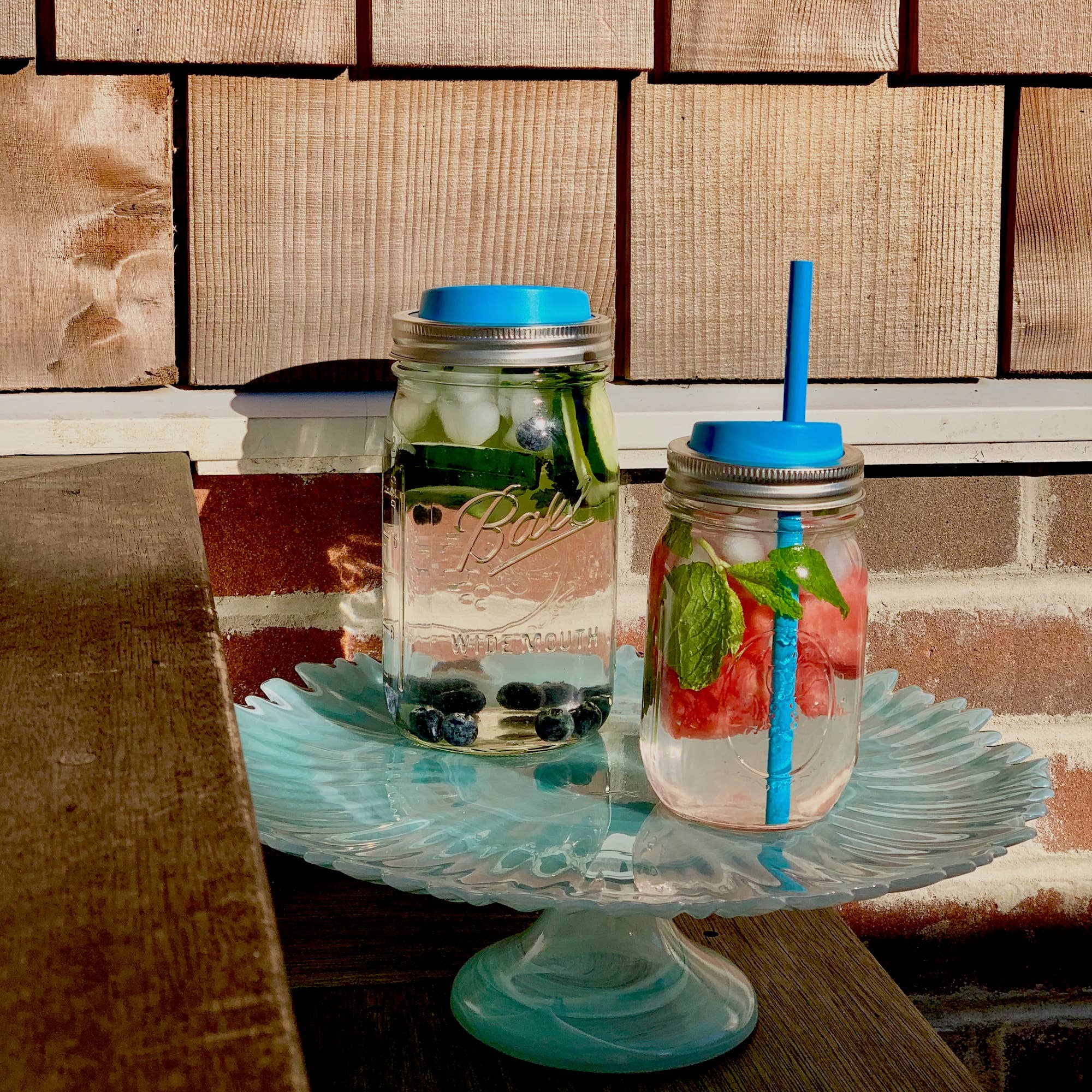 Fox Run Brands - Wholesale Drink Lids - Jarware Drink Lid, Straws for Wide Mouth Mason Jar, Blue1