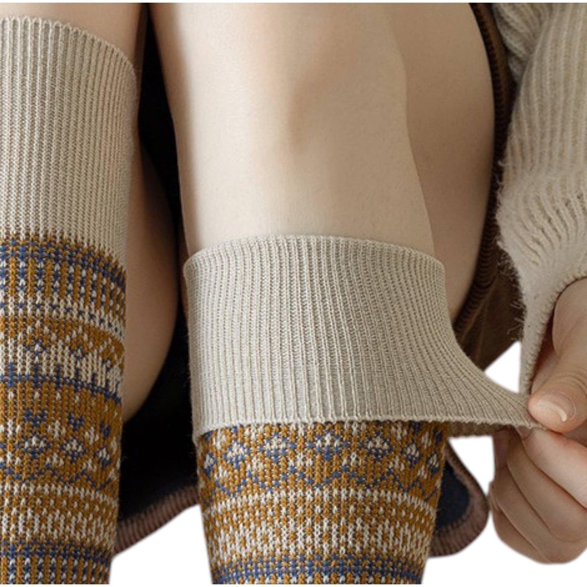 AK Brand - Vente Chaussettes – femme - Lot de 3 paires de chaussettes montantes chaudes avec motif à rayures vintage3