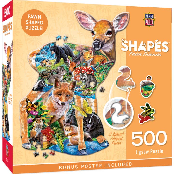 Masterpieces Puzzles - Wholesale Puzzle - Kids - Shapes - Fawn Friends 500 Piece Puzzle