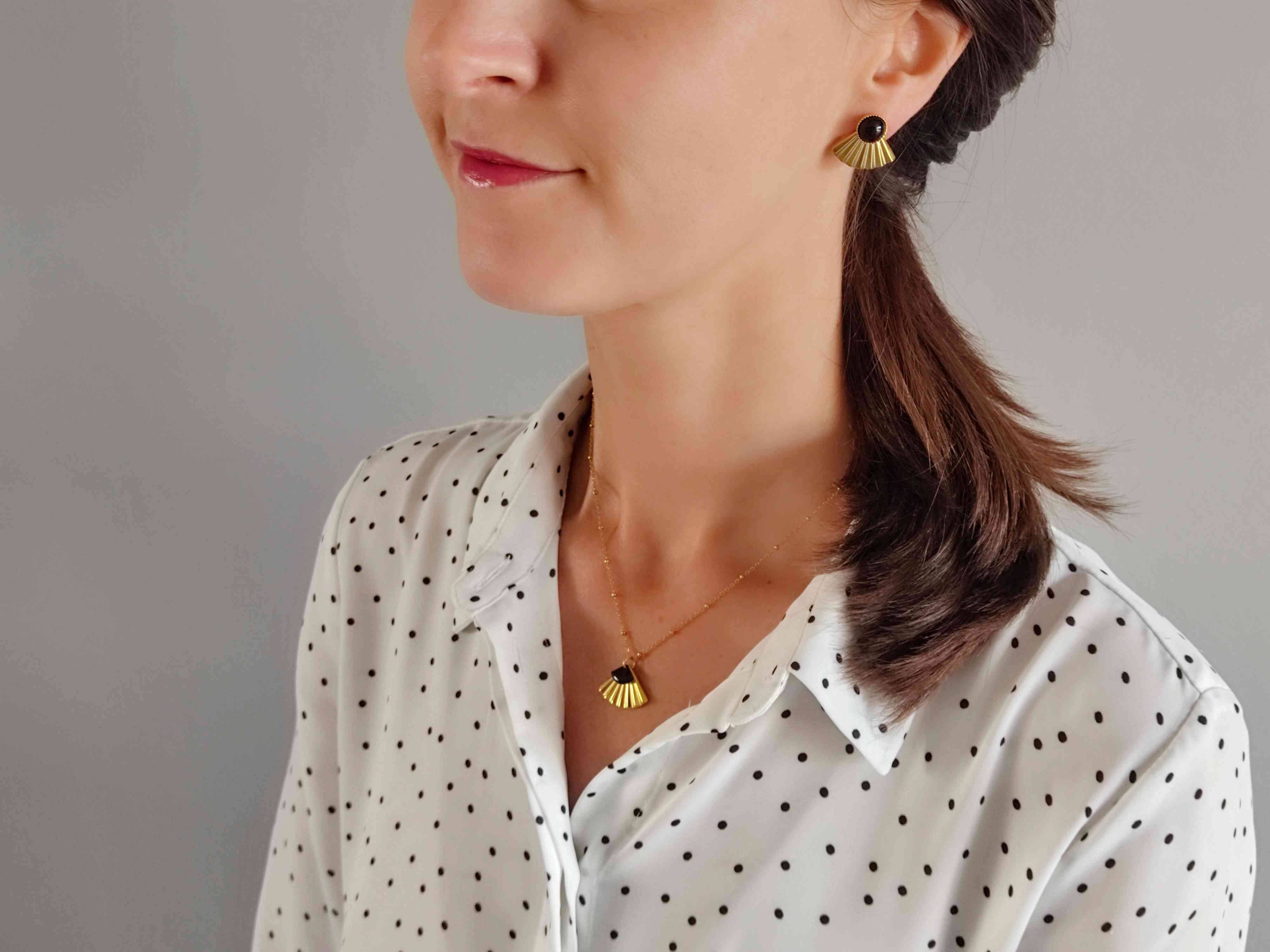 Sophie Bijoux - Vente Boucles d'oreilles pendantes - Boucles d'oreilles 3en1 La Mystérieuse Agate Noire4