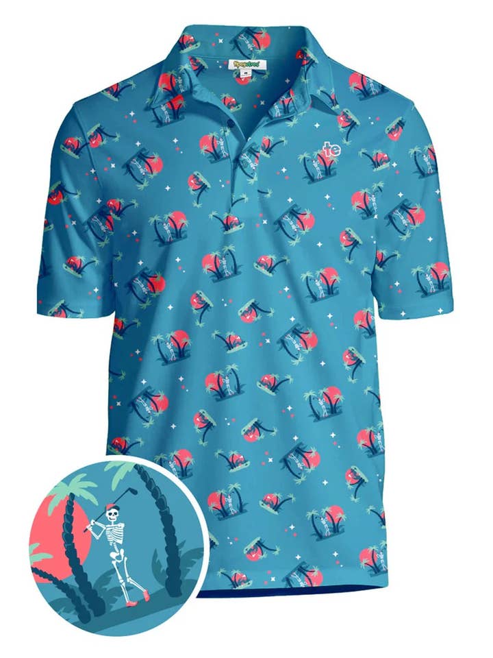Polo de Golfe Par for the Corpse - Camisola Divertida de Esqueleto para Homens por atacado de Tipsy Elves