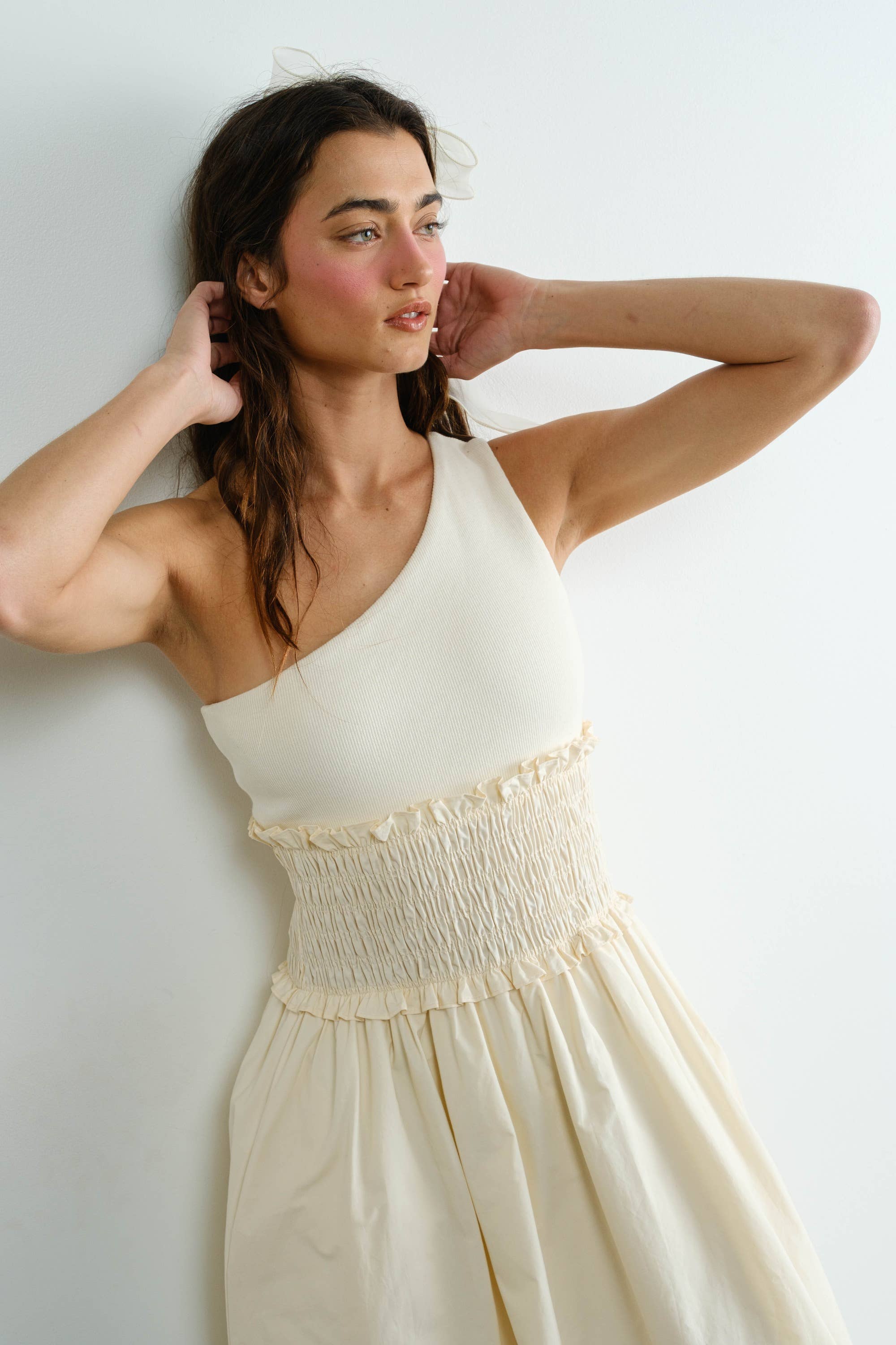 Creamon - Wholesale Dress – Women's - One Shoulder Poplin Maxi Dress3