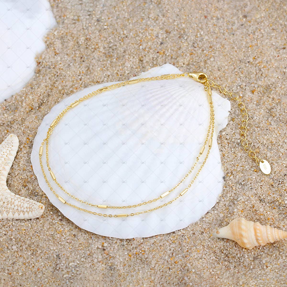 Gioiellin - S925 Silver Jewelry - Wholesale Anklet - S925 Silver 14k Gold Plated Double Layer Anklet5