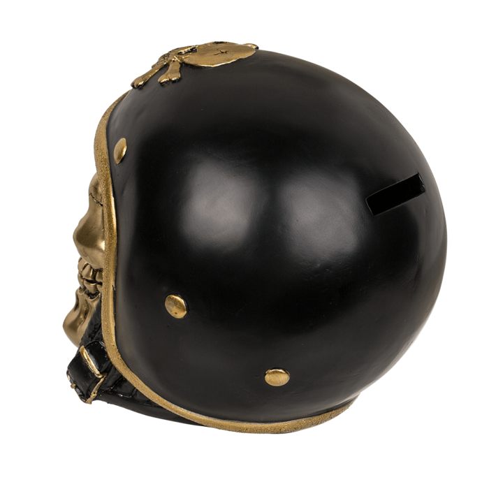 Out of the blue KG – wholesale Money/piggy bank – Savings bank with lock, Skull with bike helmet,3