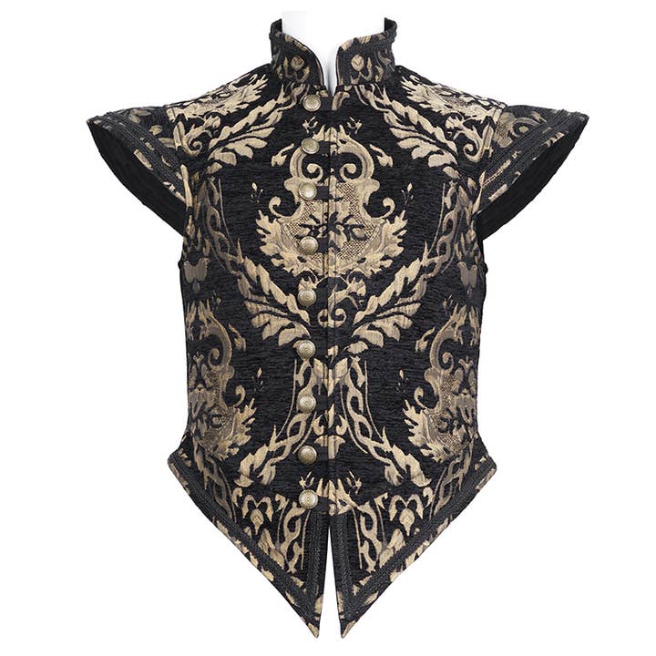 WT08201 - Brocade doublet vest -Black and gold for wholesale by Western Fashion