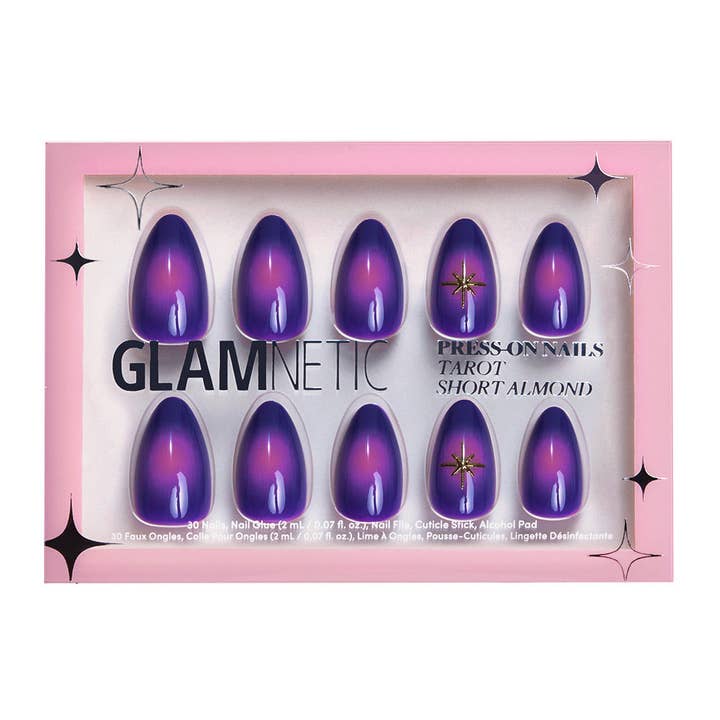 Glamnetic - Wholesale Press-On/Fake Nails - Tarot Press-On Nails | Purple Aura | Short Almond Length