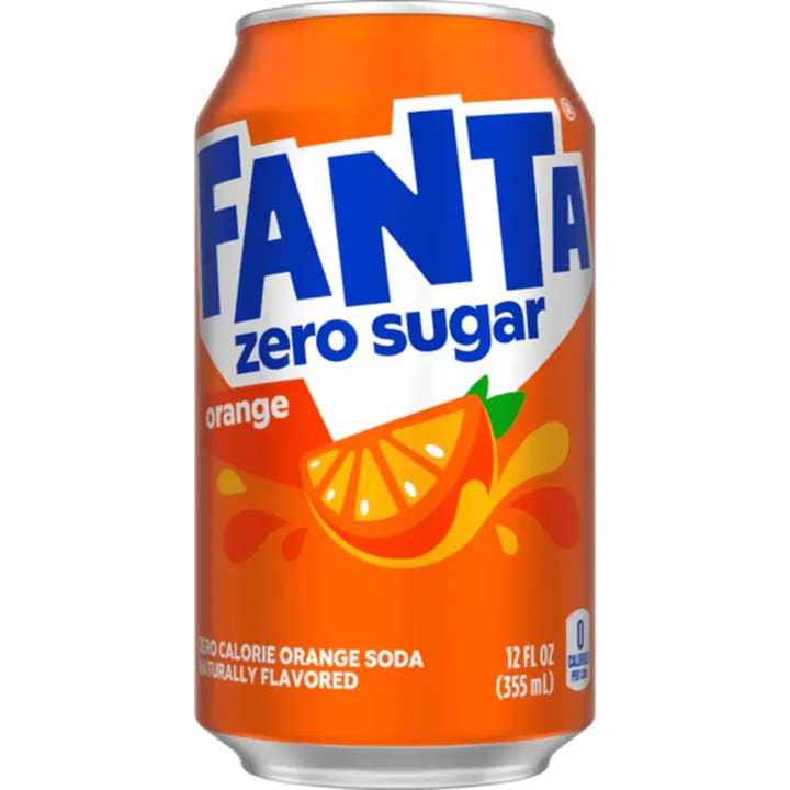 Echo Sales Canada - Wholesale Soda/Carbonated Drink - Fanta Zero Sugar Orange Fruit Soda Pop, 12 fl oz, 12 Pack Cans
