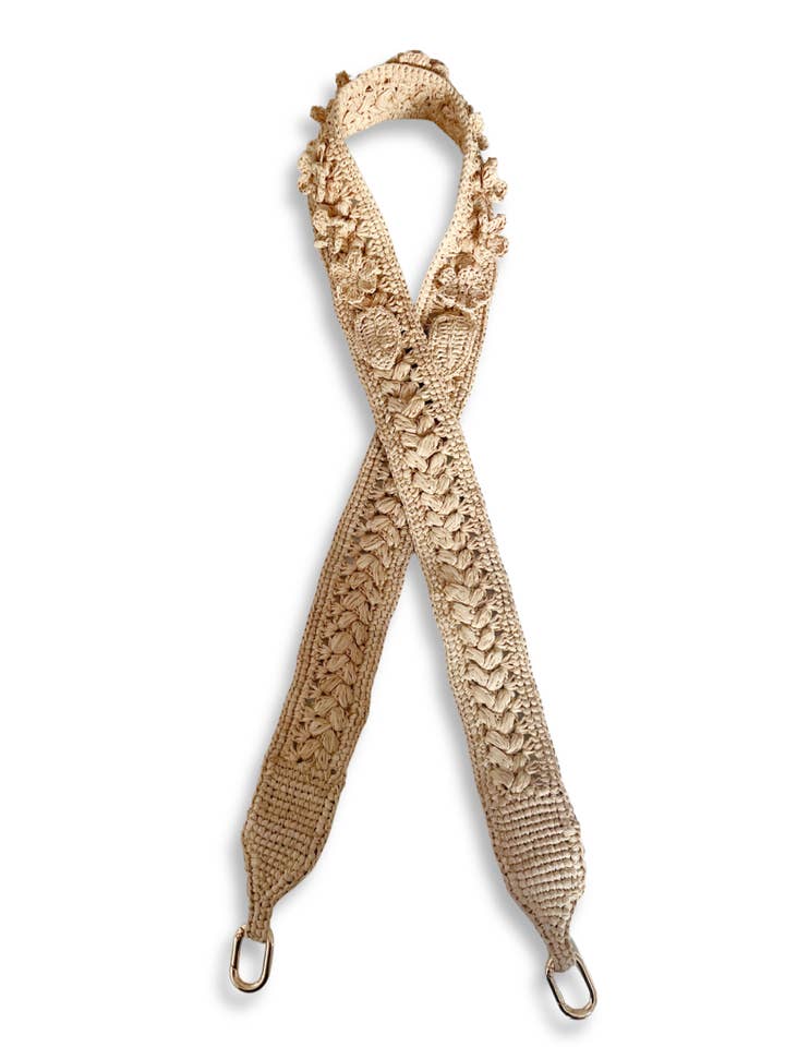 Flora natural raffia shoulder strap for wholesale by Sanabay