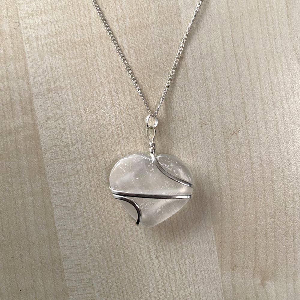 VIE – Colar pingente/pendente por atacado – Pendente de envoltório de fio de coração de cristal, 3cm2