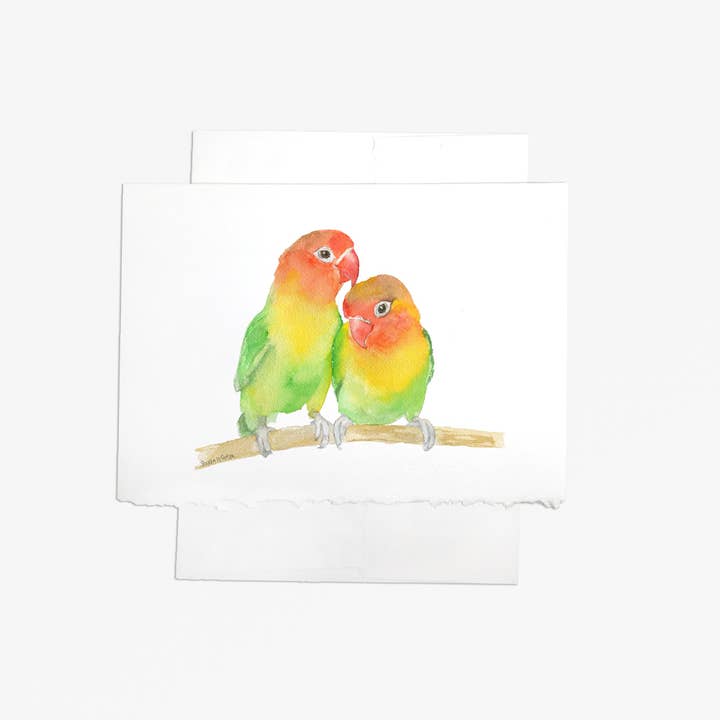 Lovebirds Watercolor Greeting Card for wholesale by Susan Windsor